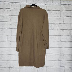 Garnet Hill Womens Green Ribbed Long Sleeve Mock Neck Sweater Shift Dress Medium